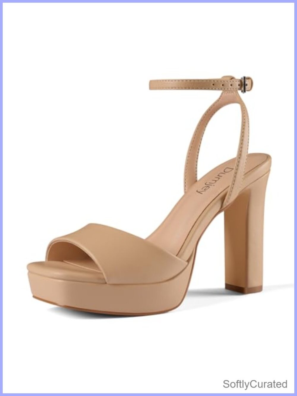Faux Leather Platform Chunky Heel Open Toe Ankle Strap Sandals